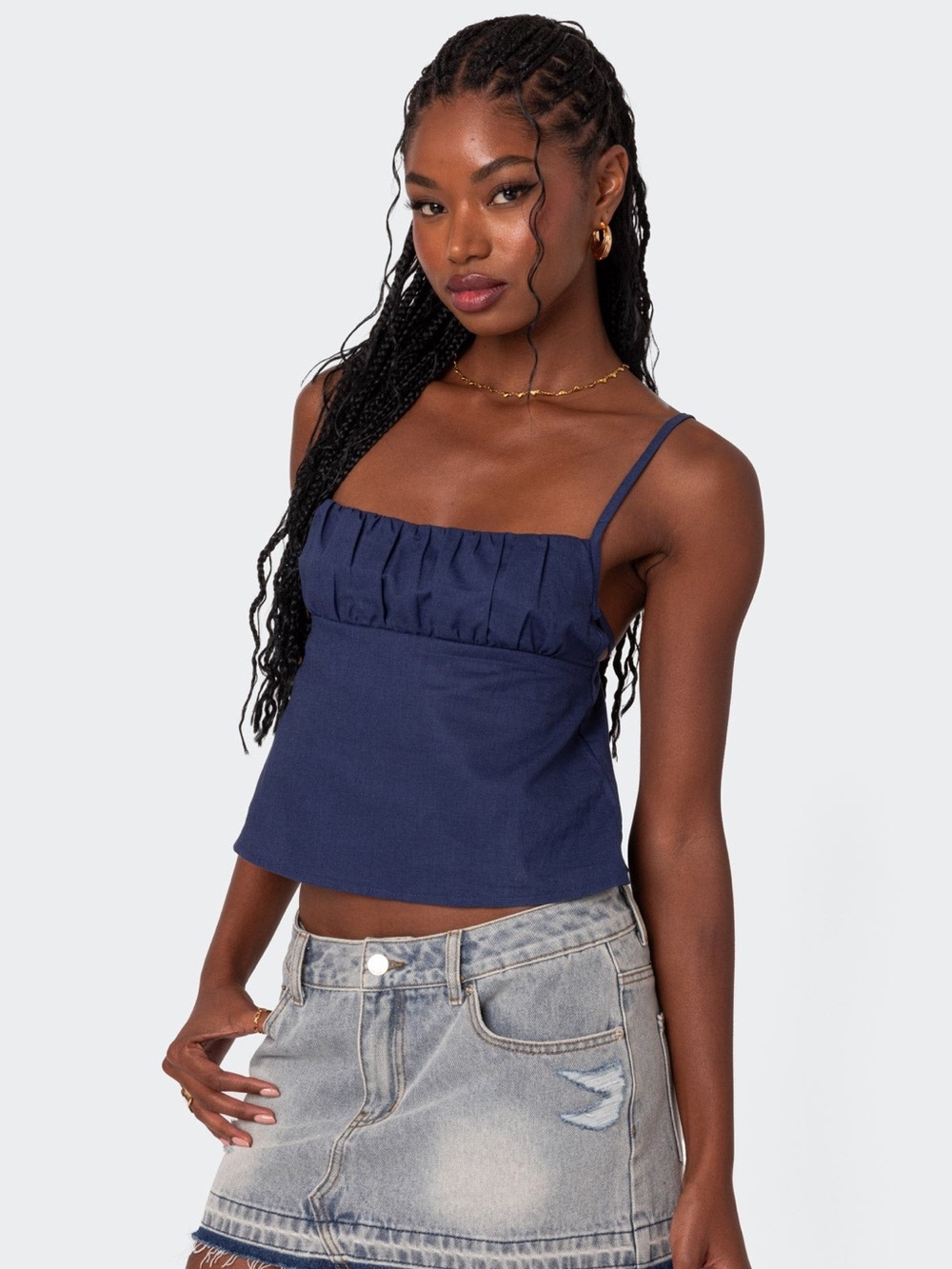 Edikted Linen Look Open Back Top